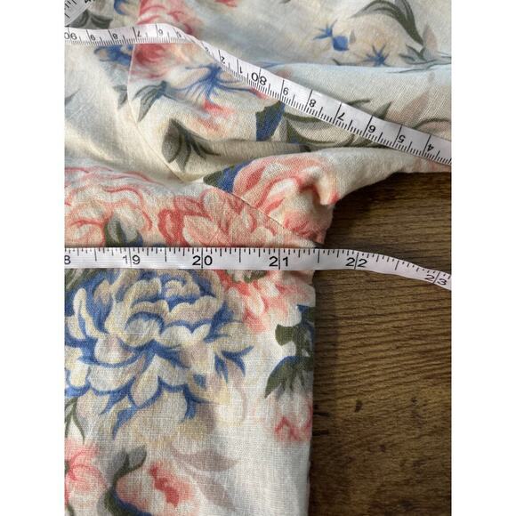 VGT Talbots Womens M Cream Rose Print Linen Blend Long Sleeves Cottage Core - Picture 4 of 6